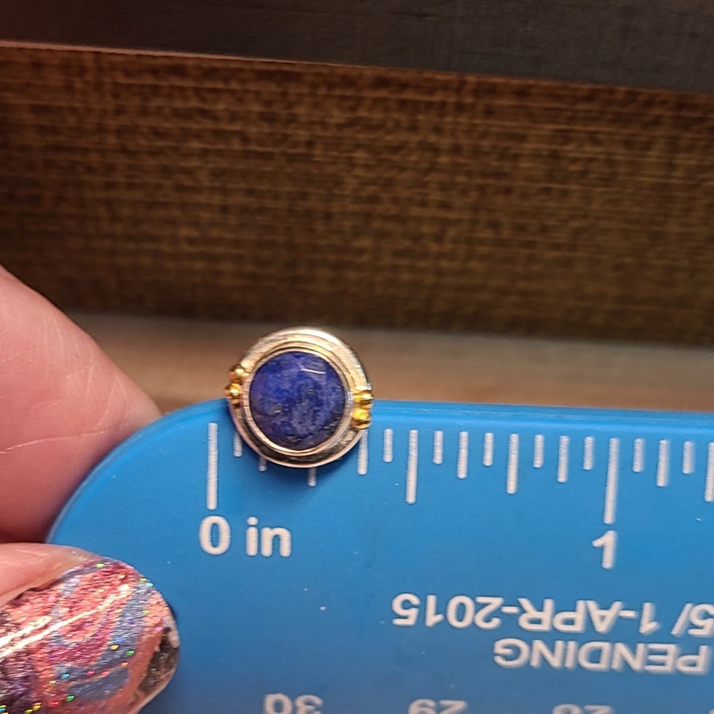 Sterling and Lapis post earrings - Picture 2 of 4